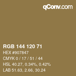 颜色代码: RGB 144 120 71 | qconv.com