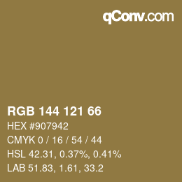 Farbcode: RGB 144 121 66 | qconv.com
