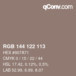 Código de color: RGB 144 122 113 | qconv.com