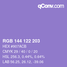 カラーコード: RGB 144 122 203 | qconv.com