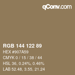 Farbcode: RGB 144 122 89 | qconv.com
