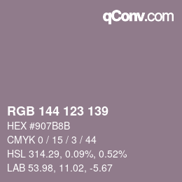 Color code: RGB 144 123 139 | qconv.com