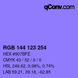 Farbcode: RGB 144 123 254 | qconv.com