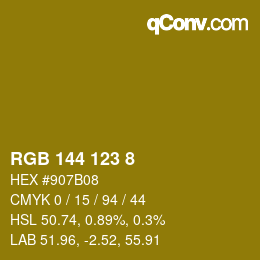 カラーコード: RGB 144 123 8 | qconv.com