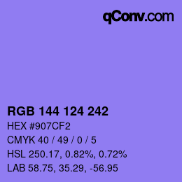 Color code: RGB 144 124 242 | qconv.com
