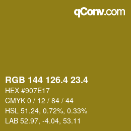 カラーコード: RGB 144 126.4 23.4 | qconv.com
