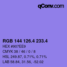 カラーコード: RGB 144 126.4 233.4 | qconv.com