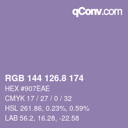 Color code: RGB 144 126.8 174 | qconv.com