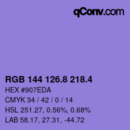 カラーコード: RGB 144 126.8 218.4 | qconv.com