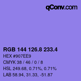 カラーコード: RGB 144 126.8 233.4 | qconv.com