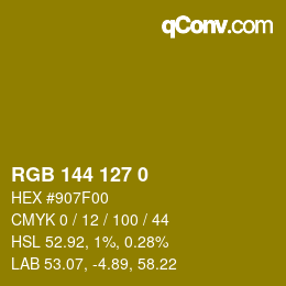 Código de color: RGB 144 127 0 | qconv.com