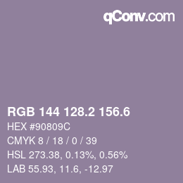 カラーコード: RGB 144 128.2 156.6 | qconv.com