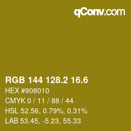 カラーコード: RGB 144 128.2 16.6 | qconv.com