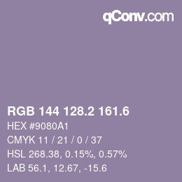 カラーコード: RGB 144 128.2 161.6 | qconv.com