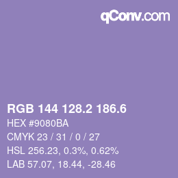カラーコード: RGB 144 128.2 186.6 | qconv.com