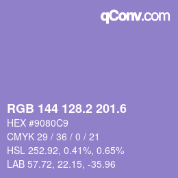 カラーコード: RGB 144 128.2 201.6 | qconv.com