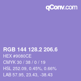 カラーコード: RGB 144 128.2 206.6 | qconv.com