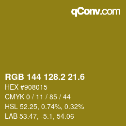 カラーコード: RGB 144 128.2 21.6 | qconv.com