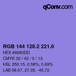 カラーコード: RGB 144 128.2 221.6 | qconv.com