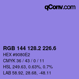 カラーコード: RGB 144 128.2 226.6 | qconv.com