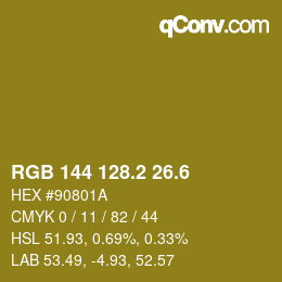 カラーコード: RGB 144 128.2 26.6 | qconv.com
