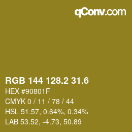 カラーコード: RGB 144 128.2 31.6 | qconv.com