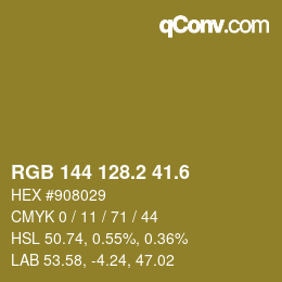 カラーコード: RGB 144 128.2 41.6 | qconv.com