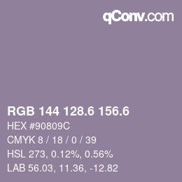 カラーコード: RGB 144 128.6 156.6 | qconv.com