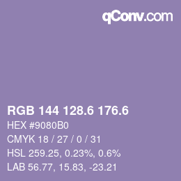 カラーコード: RGB 144 128.6 176.6 | qconv.com