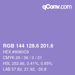 カラーコード: RGB 144 128.6 201.6 | qconv.com