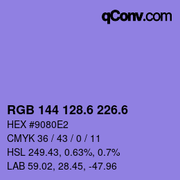カラーコード: RGB 144 128.6 226.6 | qconv.com