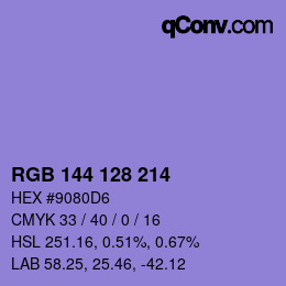 カラーコード: RGB 144 128 214 | qconv.com