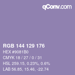 Color code: RGB 144 129 176 | qconv.com