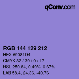 カラーコード: RGB 144 129 212 | qconv.com