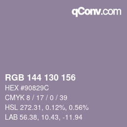 Farbcode: RGB 144 130 156 | qconv.com