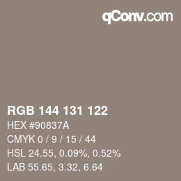 Farbcode: RGB 144 131 122 | qconv.com