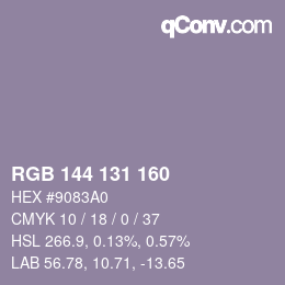 Farbcode: RGB 144 131 160 | qconv.com