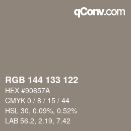 Farbcode: RGB 144 133 122 | qconv.com