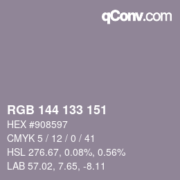 カラーコード: RGB 144 133 151 | qconv.com
