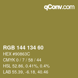 颜色代码: RGB 144 134 60 | qconv.com