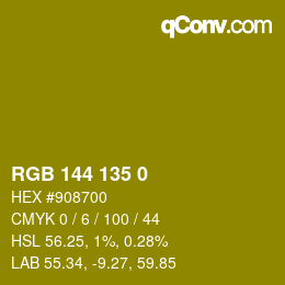 カラーコード: RGB 144 135 0 | qconv.com