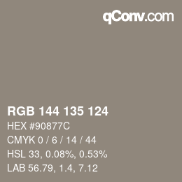 Código de color: RGB 144 135 124 | qconv.com