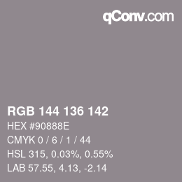 カラーコード: RGB 144 136 142 | qconv.com