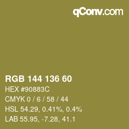 Color code: RGB 144 136 60 | qconv.com