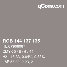 Farbcode: RGB 144 137 135 | qconv.com