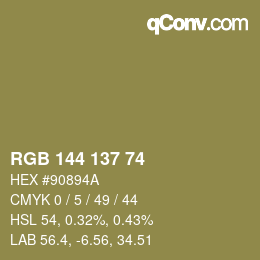 Farbcode: RGB 144 137 74 | qconv.com