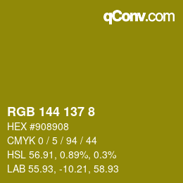Color code: RGB 144 137 8 | qconv.com