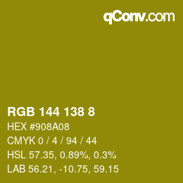 Color code: RGB 144 138 8 | qconv.com