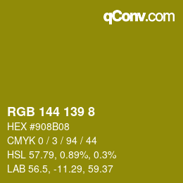 Color code: RGB 144 139 8 | qconv.com