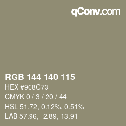 カラーコード: RGB 144 140 115 | qconv.com